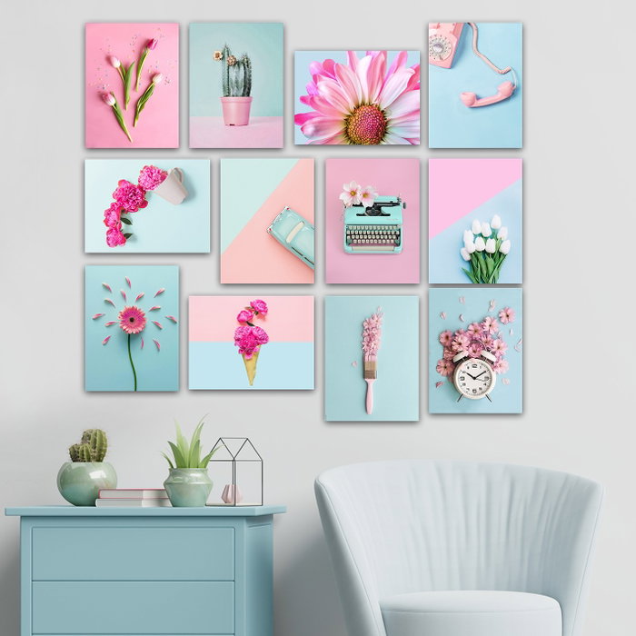 Wallity Set de 12 Cuadros Decorativos Multicolor en MDF de 20 x 15 cm Wallity Set de 12 Cuadros Decorativos Multicolor en MDF de 20 x 15 cm